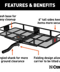 Heavy Duty Cargo Basket Carrier For 2 Inch Receiver Fits Truck And SUV Hitch 60 X 23.5 X 5.5 Inches 500 Lb Capacity With 6 Inch Tall Sides
