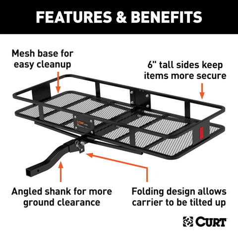 Heavy Duty Cargo Basket Carrier For 2 Inch Receiver Fits Truck And SUV Hitch 60 X 23.5 X 5.5 Inches 500 Lb Capacity With 6 Inch Tall Sides