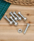 Heavy Duty Carriage Bolt Kit With Nuts And Washers, 20 Sets Carbon Steel Round Neck Bolts on wooden surface.
