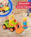 Two Pack Remote Control Cars For Toddlers, Truck And Tractor RC Toys with removable figures, images showing size and details