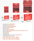 Half Inch Drive 26 Piece Impact Socket Set With Shallow 6 Point Sockets In CR-V Alloy Steel, open red storage cases