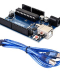 Badass DIY CNC Router Bundle With Rock Solid Arduino GRBL Shield, Nema 17 Stepper Motors, DRV8825 Drivers, Heatsinks And Limit Switches For Effortless Operations - Arduino GRBL shield with USB cable.