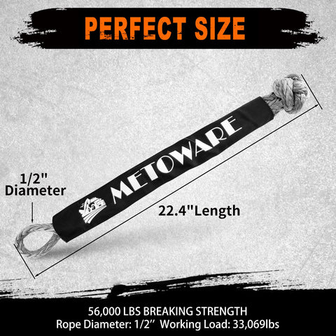 Snatch Block Ring Winch Pulley Kit With Two Piece One Half Inch Soft Shackle featuring 1/2 inch diameter, 22.4 inch length