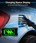 Tesla Nacs To J1772 Ev Charger Adapter 60Amp 250Volt UL 2252 Certified charging status display on electric vehicle.