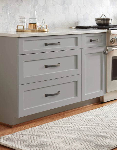 Kitchen drawers featuring Oil Rubbed Bronze Cabinet Pull 3 Inch Center To Center 4 3/8 Inch Overall Length Transitional Candler Drawer Pull