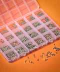 Must Have 1440 Pcs Mini Screws Self Tapping Phillips Pan Head Micro Screws For Small Electronics Sizes M1 Through M2 In Nickel Plated Silver Finish In 24 Size Assortment With Transparent Plastic Box