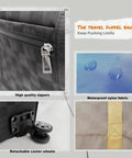 Drvoon expandable duffel bag zipper close-up on dark nylon fabric with metal pull
Drvoon luggage waterproof nylon fabric close-up with water droplets
Drvoon expandable duffel bag detachable caster wheels mounted on base
Drvoon luggage interior strap with reinforced stitching