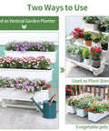 Two In One Three Tier Vertical Garden Planter Stand With Tray For Indoor And Outdoor Use showing freestanding use with flowers