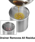 Stainless Steel Jumbo Grease Container With Removable Strainer And Snug Lid For Fryer Oil Bacon Drippings Lard And Ghee