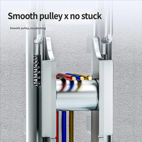 High Hardness Steel Cable Threading Aid For Electricians Pro Grade Compact Wire Puller Tool With Anti Slip Serrations Durable Threading Device For Easy Cable Feeding And Installation Portable Heavy Duty Wire Puller, close-up cable feed