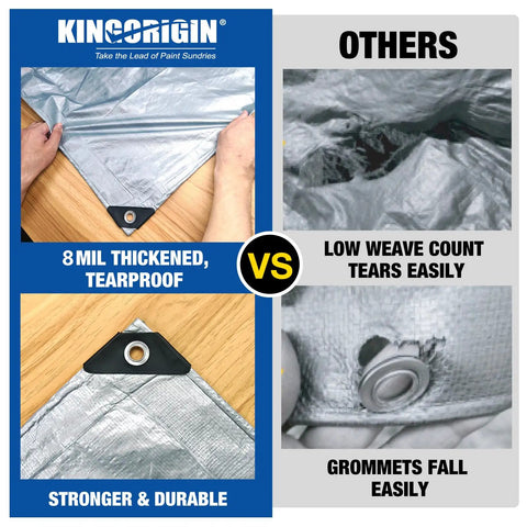 Comparison of Heavy Duty Waterproof Tarp 10 By 13 Feet, 8 Mil Thick Multipurpose Poly Tarp Cover In Silver vs lesser quality tarp