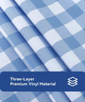 Buffalo Gingham Waterproof Vinyl Tablecloth Heavy Duty Wipeable Checkered Table Cover Outdoor Patio Picnic Camping 54 X 78 Inches Light Blue Spillproof PVC Protector