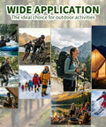 Collage of outdoor activities: kayaking, biking, hiking, camping, skiing highlighting Three Pack Waterproof Dry Bags Set Ultralight