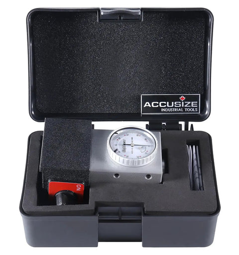 Zero Set Gauge For CNC Machines With Magnetic Base, 0 To 0.1 Inch Range By 0.001 Inch, 4 Inch Height in plastic case