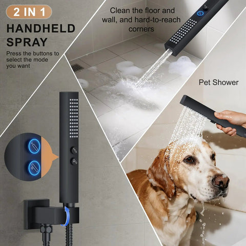 Total Bathroom Glow Up Rain Shower System With 12 Inch And 6 Inch Dual Shower Heads Wall Mount Faucet Kit Packing A Heavy Duty Handheld Sprayer For Effortless Quick Rinse And Chill Daily Routines Always