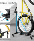 Vertical Bike Stand Freestanding Rack With Adjustable Height For 29 Inch Wheels 360 Degree Lockable Wheels Portable Indoor Bike Holder For Garage Or Apartment