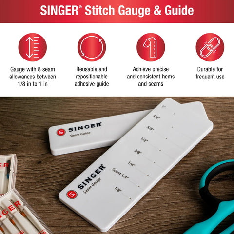 Stitch Gauge And Guide For Sewing Enthusiasts, Seam Measuring Tool For Machine Sewing, Pre Drilled Holes For One Eighth To One Inch Seam Allowances, Reusable Adhesive Guide For Precise Hems And Seams