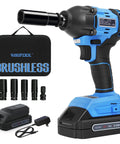 Cordless Brushless Half Inch Impact Wrench with 260 Ft Lbs Max Torque 2.0Ah Battery and accessories for tire changes