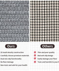 Comparison of Super Strong 4x6 Rug Gripper Pad with dual non-slip grip vs. inferior product, showing mesh density and safety features.