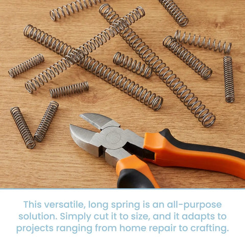Premium 1 Pc Compression Spring With 10mm Outer Diameter And.8mm Wire Gauge Stretching Out To A Rock Solid 304.8mm Length Made From High Grade Steel That Stands Up To Rust, Corrosion And Heavy Workshop Grilling Or Outdoor Projects Without Losing Strength, coils with cutting pliers