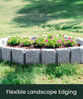 Landscape Edging Kit With Faux Stone Blocks XL For Lawn And Garden Borders Ten Pack Sixty Blocks Long Forty Eight Inches Wide Four Inches High Nine Point Five Inches Includes Thirty Spikes In Greystone