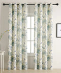 Cozy Soft Cotton Blend Sage Green Curtains 84 Inch Length For Light Filtering Privacy Floral Print Window Drapes With Grommets