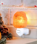 Himalayan Salt Lamp Night Light Plug In With 360 Degree Rotatable Wall Plug And Extra Replacement Bulbs Handcrafted Pink Crystal Rock Salt For A Cozy Bathroom Or Bedroom Ambience And Relaxed Vibe glowing in a festive setting