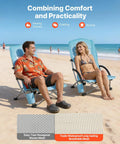 Two Pack High Back Folding Beach Chairs For Adults, Heavy Duty Camping Chairs With Cup Pocket, Mesh Back, light blue
