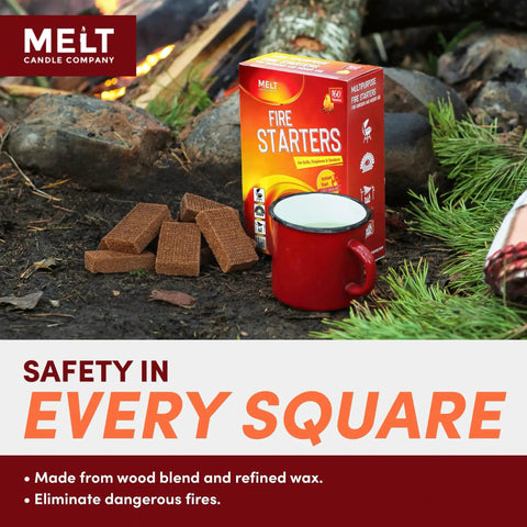 All Weather Fire Starter Squares Pack 160 Count For Campfire Charcoal Grill And Wood Stove Odorless Wax And Sawdust Starters