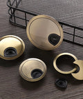 Premium Zinc Alloy Desk Grommet Kit With Rotatable Flip Top And Removable Center For 50 To 80 Mm Holes In Sleek Brushed Or Shiny Colors, Totally Rad For Managing Cables And Polishing Your Workspace Stylishly. brass desk cable grommets with flip top and removable center