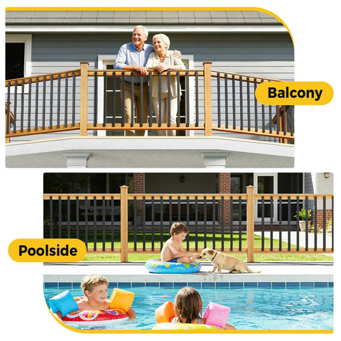 Balcony and poolside view with Heavy Duty 55 Iron Deck Balusters 32 Inch Rectangular Railing Kit With Built In Level End Caps And Screws Anti Rust