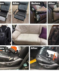 Before and after of using Self Adhesive Leather Repair Patch 54x20 Inch Khaki Stick On No Sew For Couch Sofa Car Seat Office Chair.
