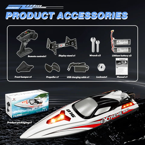 Beast Speed Brushless RC Boat For Adults And Kids With Two Rechargeable Batteries 19 Inch Remote Control Toy accessories display