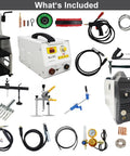 Stud Welder Dent Repair Kit For Aluminum Auto Body And Sheet Metal Pro Grade All In One Welder For Aluminum Steel Iron Dent Puller Welding Gun Heat Gun Shelf 220V Power components displayed