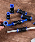100 Piece Quick Connect Air Hose Fittings Set in Five Sizes with quick release connectors and 2 way adapters on wooden surface