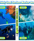 High Visibility Surface Marker Buoy For Diving And Freediving with Reflective Strip and Dive Flag for scuba, freediving, spearfishing, drift diving