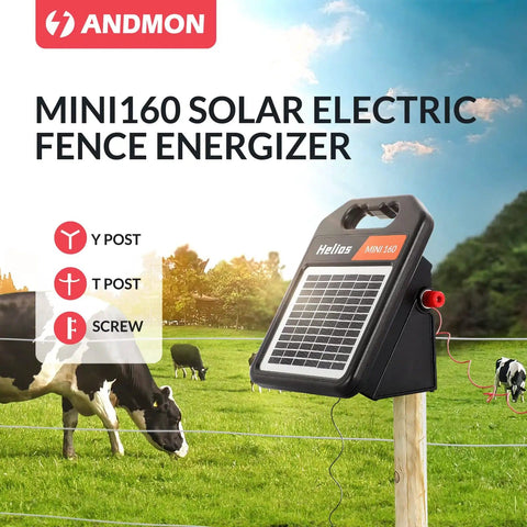 Portable Solar Fence Charger With Day Night Mode Up To 10 Miles Of Coverage, 0.16J Energizer With Rechargeable Solar Panel on T-post