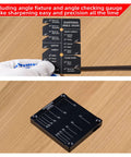 Versatile Honing Guide System for Chisels and Planes, Precision Sharpening Kit with angle gauge and fixture on wooden surface