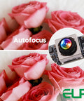 Ultra HD 16MP Autofocus USB Cam With Built In Mic For PC And Laser Engraver, close-up on autofocus feature, surrounded by roses.