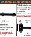 Heavy Duty T Bolt Gate Hinges Pair Handles 700 Lbs Load Bearing Thickened Solid Carbon Steel installation methods illustrated.