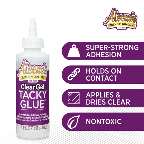 Clear Gel Tacky Glue For Crafts And Slime, 4 Oz Bottle, Water Cleanup, Dries Quick In About 30 Seconds, Safe And Environmentally Friendly