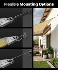 Beefed Up Heavy Duty Beige 12 Foot By 16 Foot Sun Shade Sail Canopy with reinforced corners and stainless mounting rings on patio.