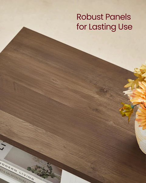 Close-up of wood panel on a Farmhouse TV Stand Built To Handle 65 Inch TVs With Sliding Barn Doors, Rustic White And Honey Brown Entertainment Center