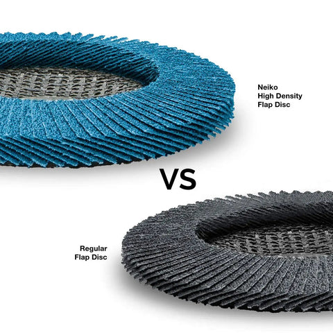 Comparison of High Density Zirconia Flap Disc Set 4.5 Inch By 0.875 Inch 40 Grit Bevel Type Jumbo Pack Of 10 versus regular flap disc