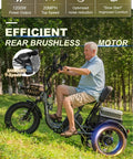 Folding Electric Tricycle For Adults With Basket And Backrest 1200W Fat Tire Trike 20 Mph Top Speed 100 Mile Range gray rider outdoors
