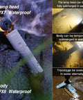 Telescoping Camping Light With 12000mAh Battery, Collapsible Magnetic Lantern submerged in water showing IPX6 and IPX7 waterproof functionality