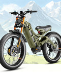 Badass 2025 Adult Electric Bike Featuring Dual 4000W Motors And 46 Mph Speed packs a durable body with 26 inch fat tires against a mountain backdrop.