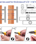 Installation guide for 30 Pack 6 Inch Square Cabinet Pulls In Brushed Nickel Stainless Steel, detailed measurements and tools shown.
