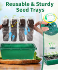 4 Pack Seed Starter Tray Kit With Grow Lights And Heat Mat 48 Cell Germination System With Humidity Dome setup illustration