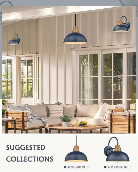 Blue Dusk To Dawn Outdoor Gooseneck Wall Lights 2 Pack With Hammered Metal Shade Weatherproof Barn Style Sconces For Porch And Yard Pathway Automatic Sensor No Manual On Off